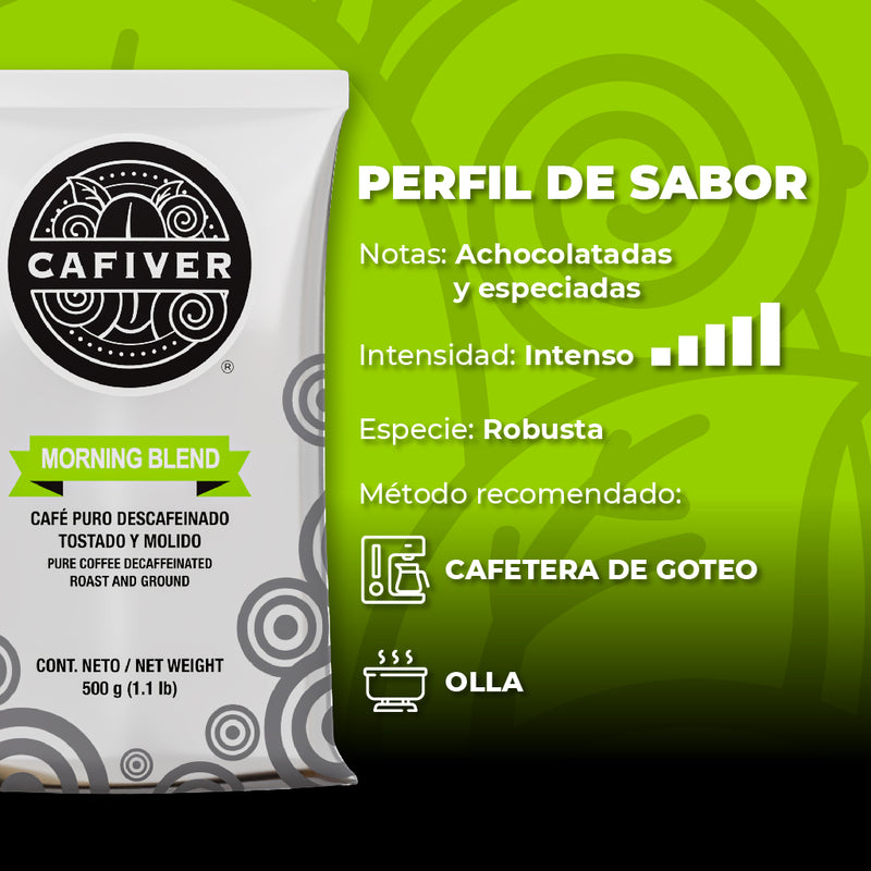 Cafiver Morning Blend Molido Descafeinado (500 g.)